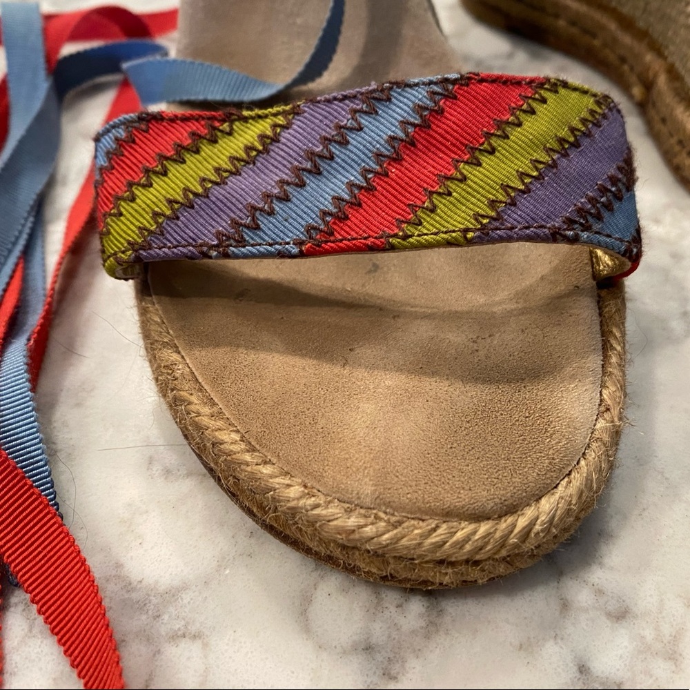 Marc Jacobs Raffia Color Block Stripe Wedges 39 - image 3